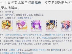 圣斗士星矢双冰阵容深度解析：多变搭配攻略与纯熟效果实战指南