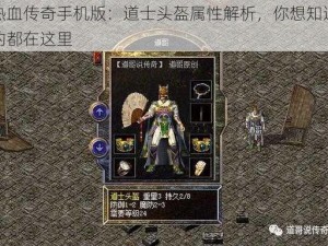 热血传奇手机版：道士头盔属性解析，你想知道的都在这里