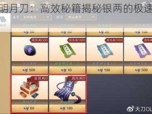 天涯明月刀：高效秘籍揭秘银两的极速累积攻略