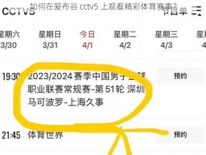 如何在爱布谷 cctv5 上观看精彩体育赛事？