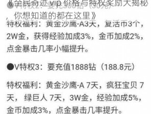 《全民奇迹 vip 价格与特权奖励大揭秘，你想知道的都在这里》