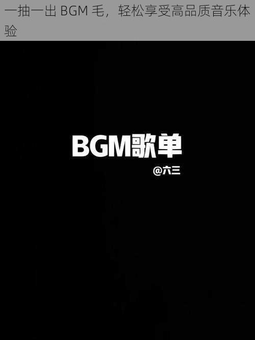 一抽一出 BGM 毛，轻松享受高品质音乐体验