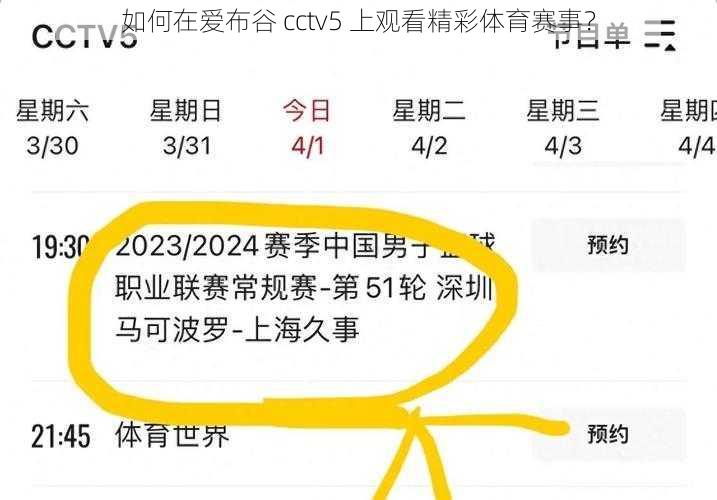 如何在爱布谷 cctv5 上观看精彩体育赛事？