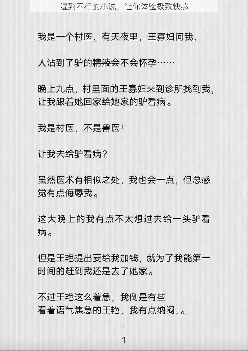 湿到不行的小说，让你体验极致快感