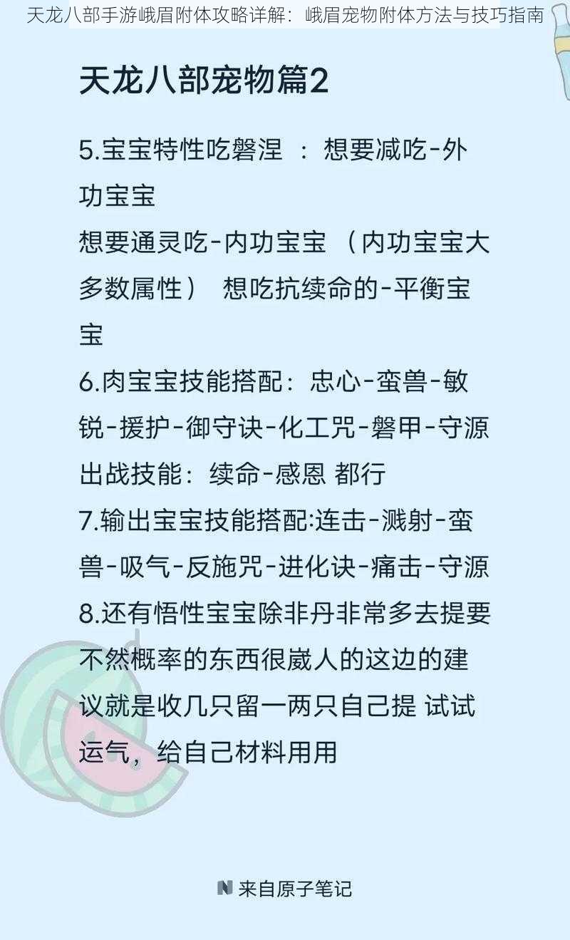 天龙八部手游峨眉附体攻略详解：峨眉宠物附体方法与技巧指南