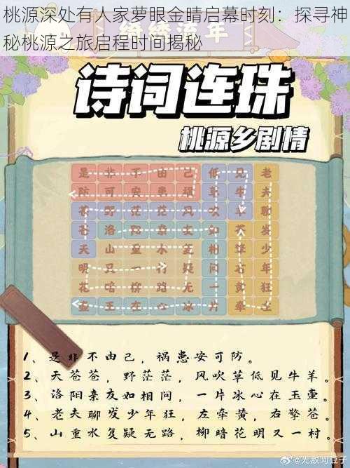 桃源深处有人家萝眼金睛启幕时刻：探寻神秘桃源之旅启程时间揭秘