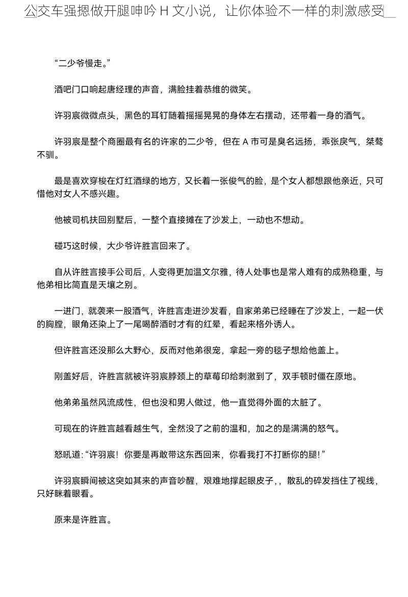 公交车强摁做开腿呻吟 H 文小说，让你体验不一样的刺激感受