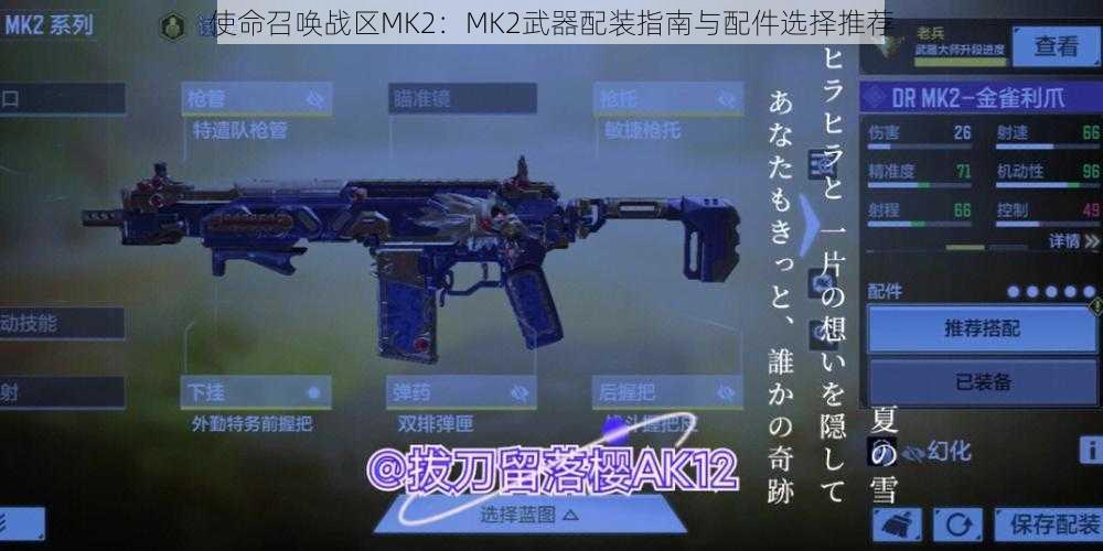 使命召唤战区MK2：MK2武器配装指南与配件选择推荐