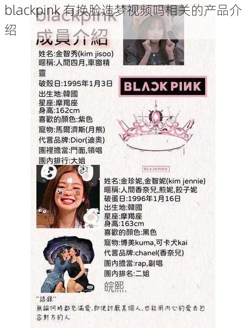 blackpink 有换脸造梦视频吗相关的产品介绍