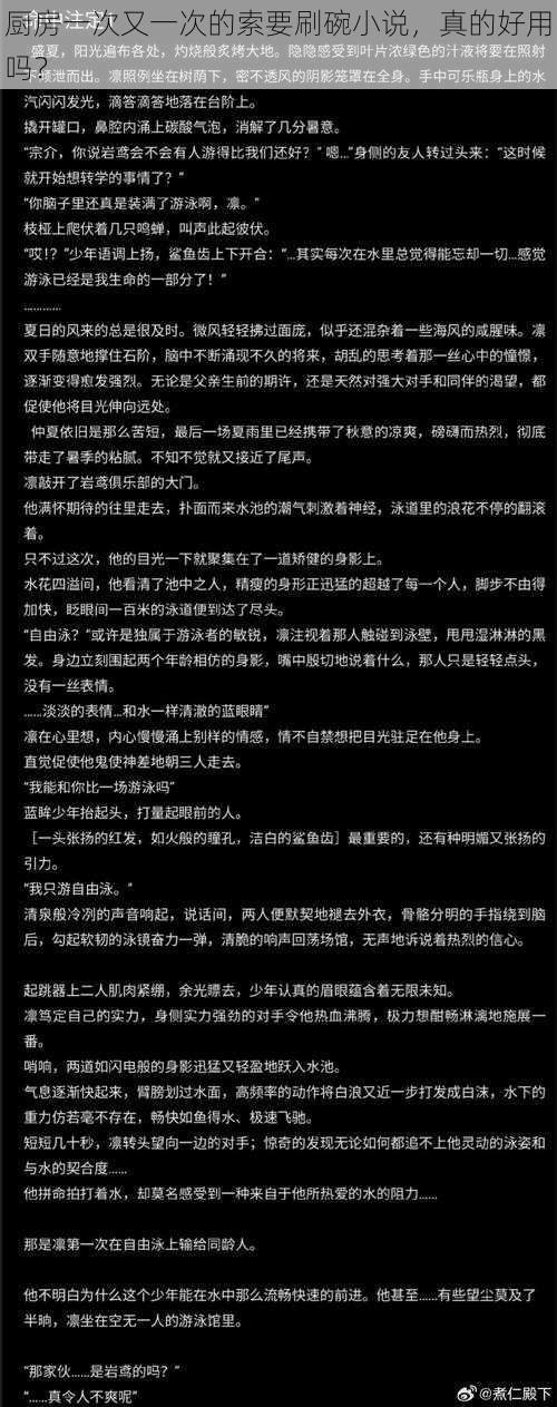 厨房一次又一次的索要刷碗小说，真的好用吗？