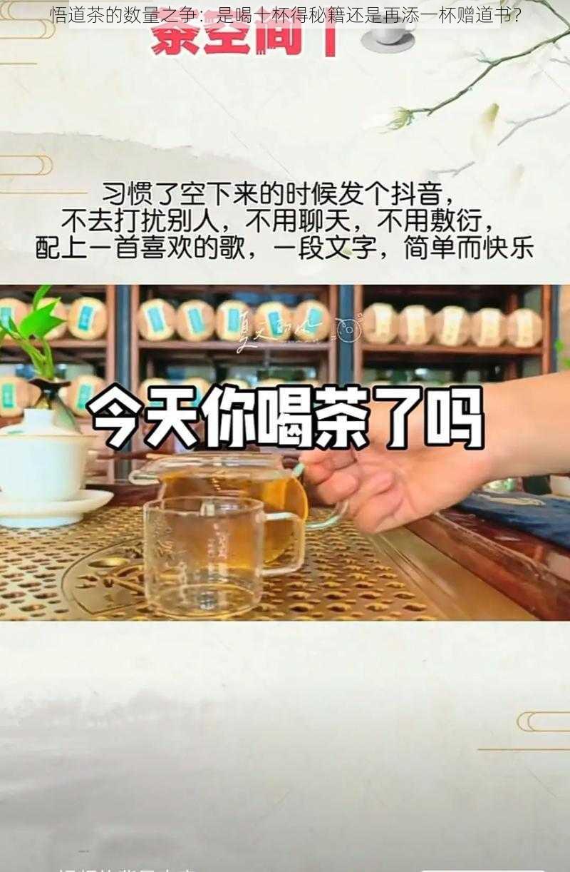 悟道茶的数量之争：是喝十杯得秘籍还是再添一杯赠道书？