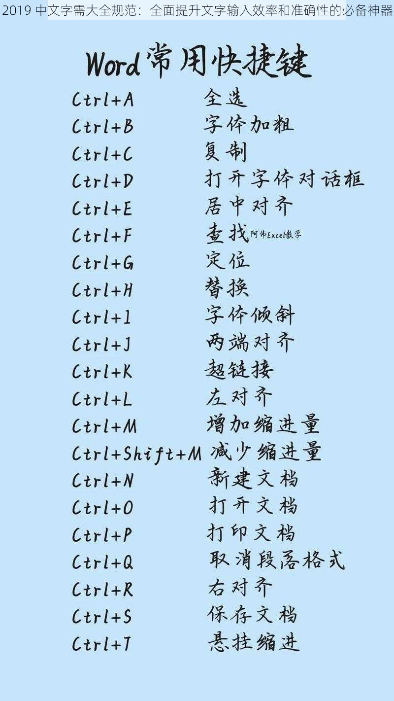 2019 中文字需大全规范：全面提升文字输入效率和准确性的必备神器