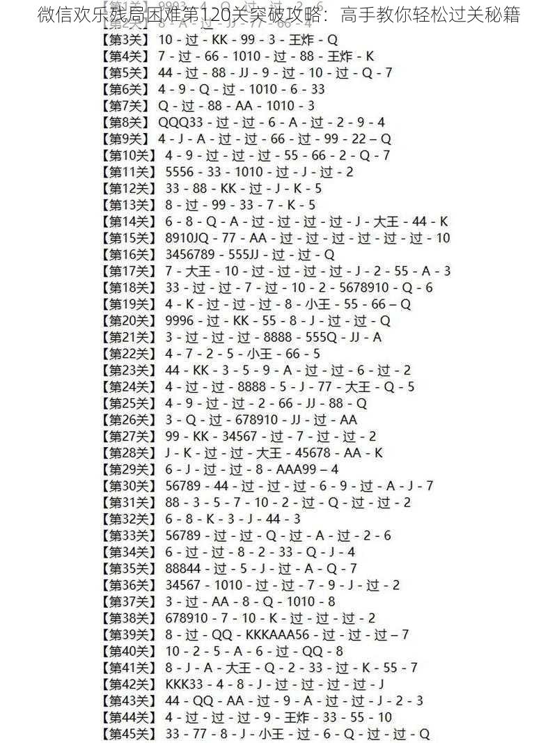 微信欢乐残局困难第120关突破攻略：高手教你轻松过关秘籍