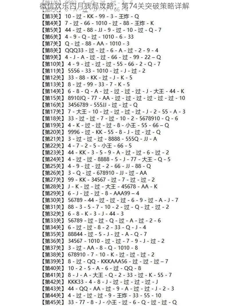 微信欢乐四月残局攻略：第74关突破策略详解