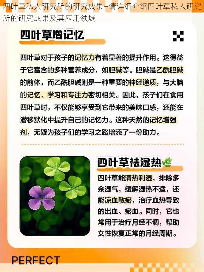 四叶草私人研究所的研究成果—请详细介绍四叶草私人研究所的研究成果及其应用领域