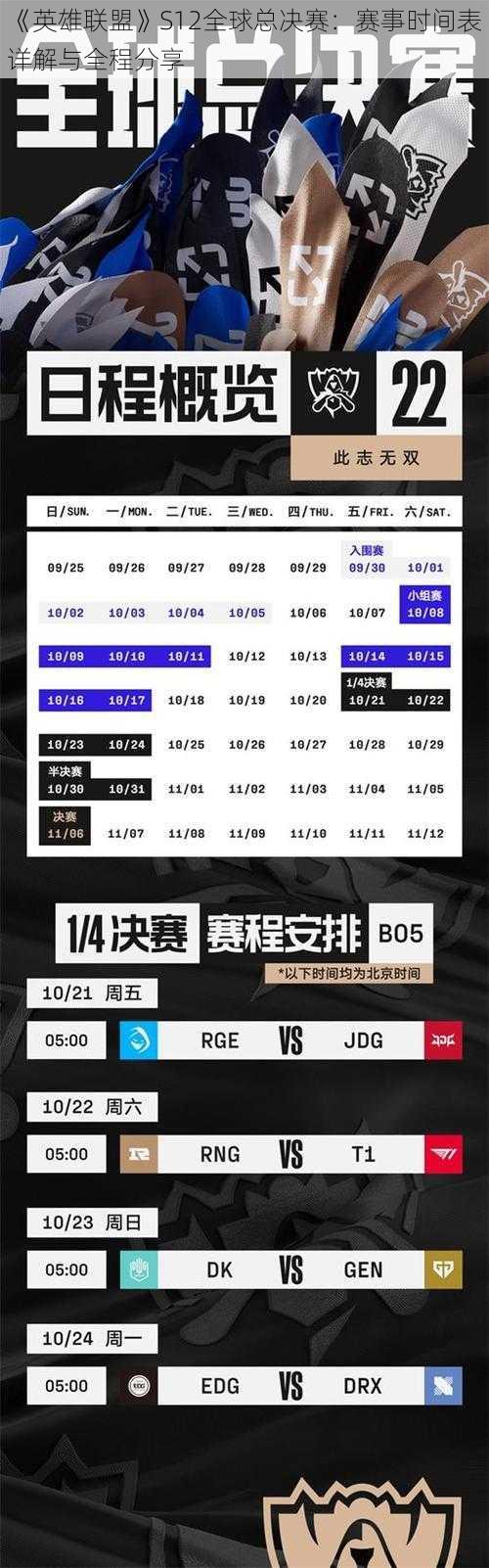 《英雄联盟》S12全球总决赛：赛事时间表详解与全程分享