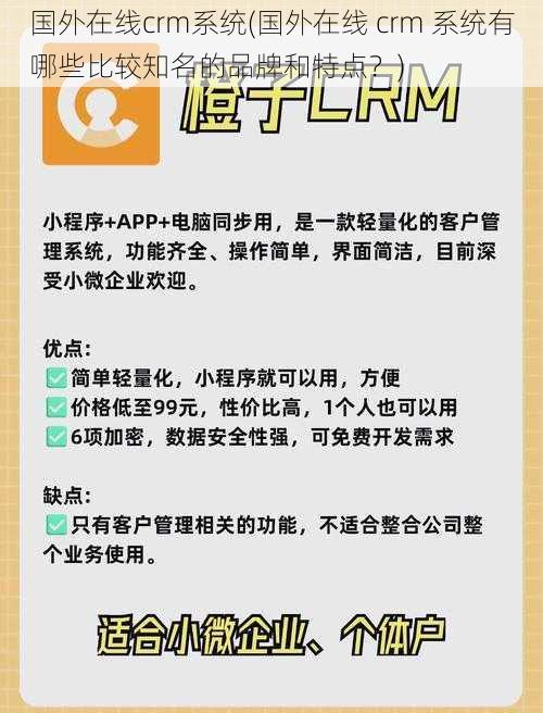 国外在线crm系统(国外在线 crm 系统有哪些比较知名的品牌和特点？)