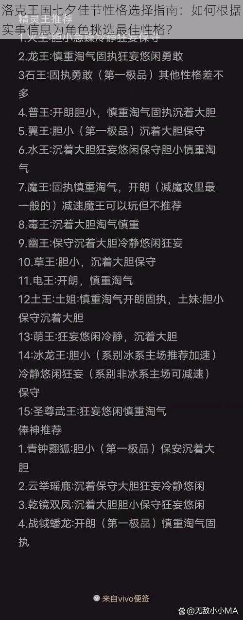 洛克王国七夕佳节性格选择指南：如何根据实事信息为角色挑选最佳性格？