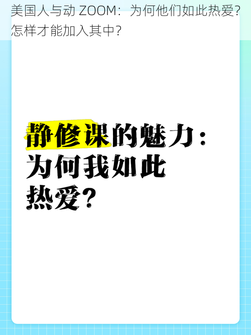 美国人与动 ZOOM：为何他们如此热爱？怎样才能加入其中？