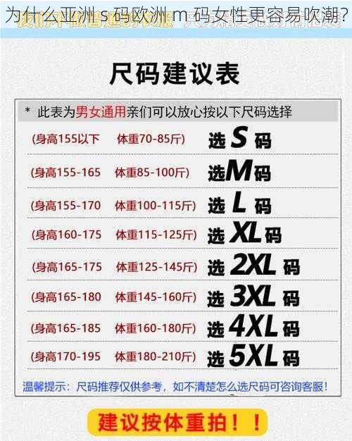 为什么亚洲 s 码欧洲 m 码女性更容易吹潮？