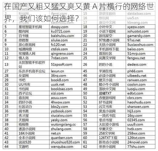 在国产又粗又猛又爽又黄 A 片横行的网络世界，我们该如何选择？