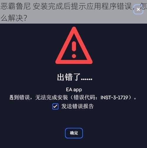 恶霸鲁尼 安装完成后提示应用程序错误，怎么解决？