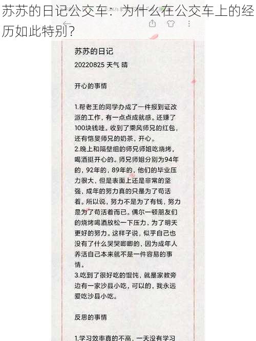 苏苏的日记公交车：为什么在公交车上的经历如此特别？