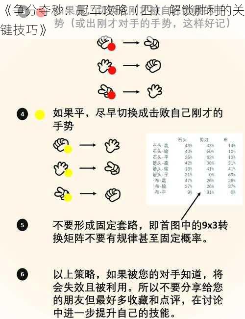 《争分夺秒：冠军攻略（四） 解锁胜利的关键技巧》