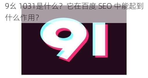 9幺 1031是什么？它在百度 SEO 中能起到什么作用？