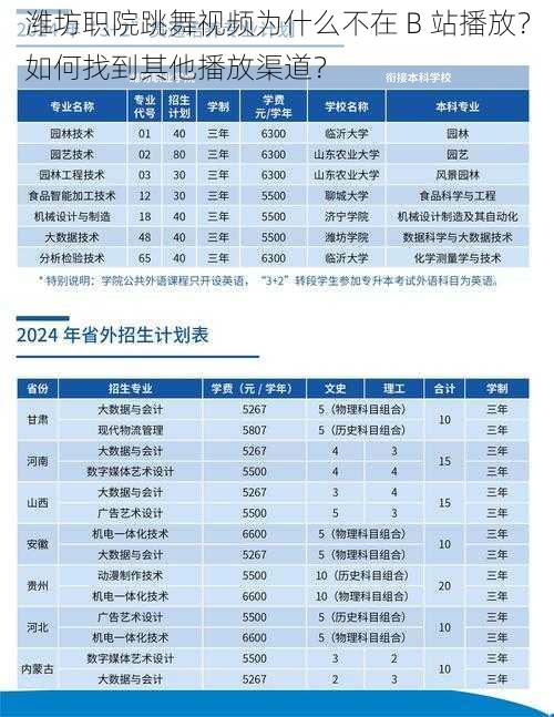 潍坊职院跳舞视频为什么不在 B 站播放？如何找到其他播放渠道？