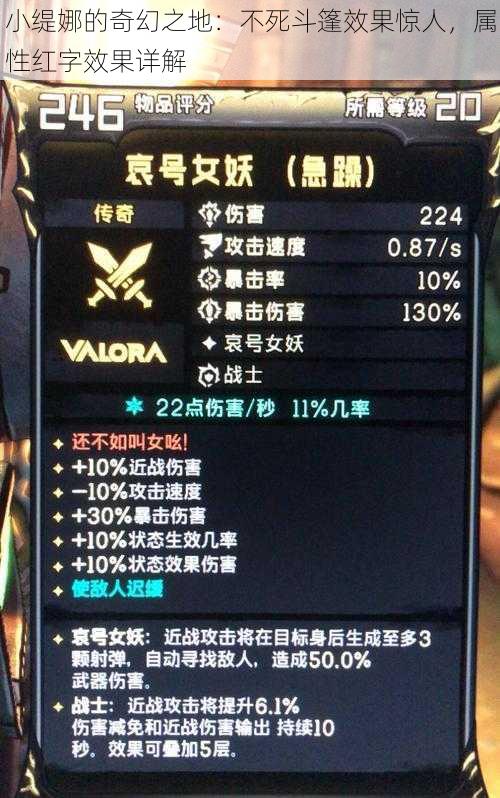 小缇娜的奇幻之地：不死斗篷效果惊人，属性红字效果详解