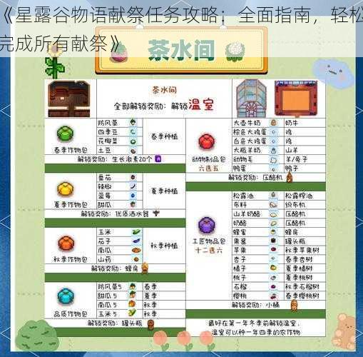 《星露谷物语献祭任务攻略：全面指南，轻松完成所有献祭》